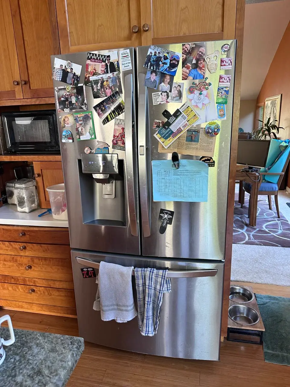 French-door refrigerator in a family kitchen — repaired by Marian Appliance Repair